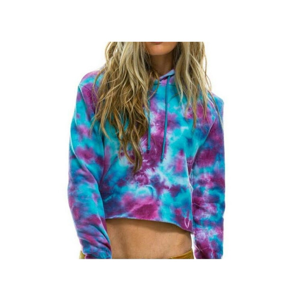 Aviator‎ Nation Hand Dyed Pullover Crop Hoodie Comfortable Vintage Feel Sz XS